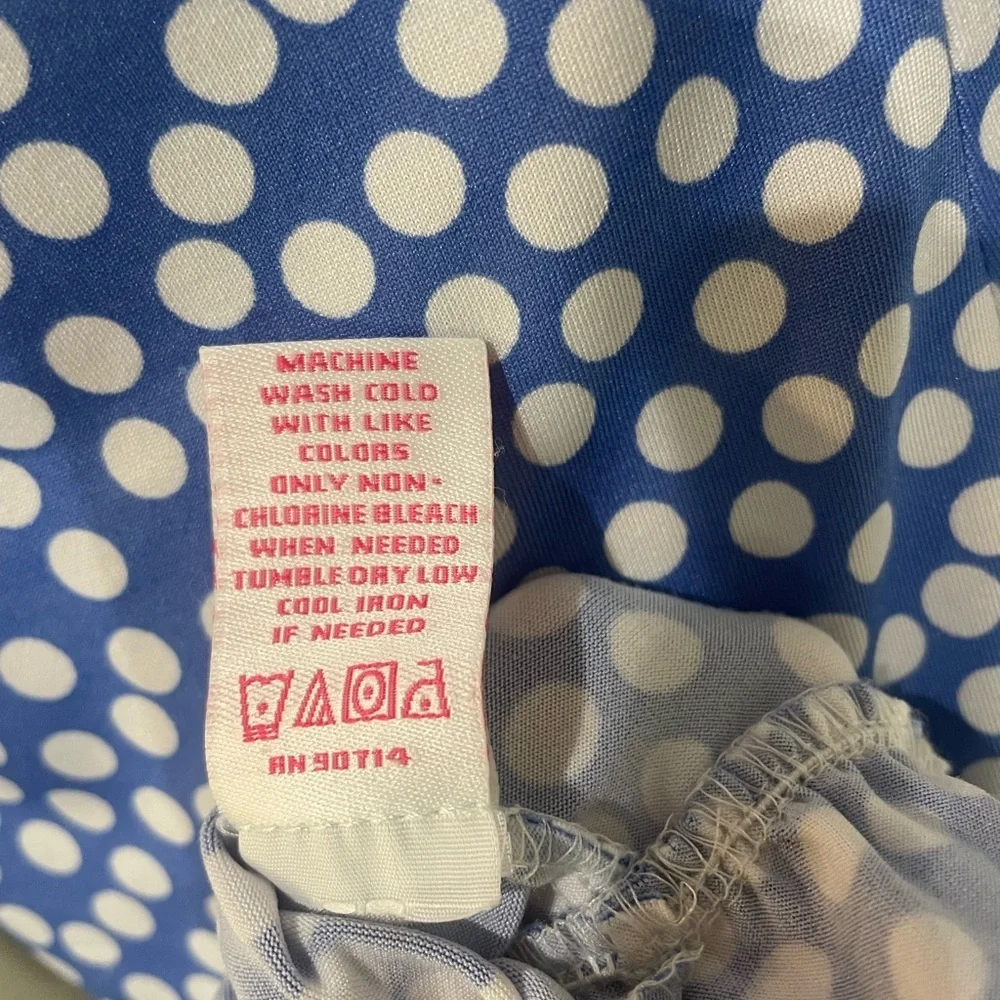 Blue Polka Dot Scoop Neck Mini Dress